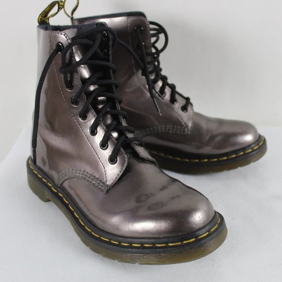 Dr. Martens Shoes - Dr. Martens 1460 8 Eye in Metallic Silver Boots Sz US 8/ Eu 39